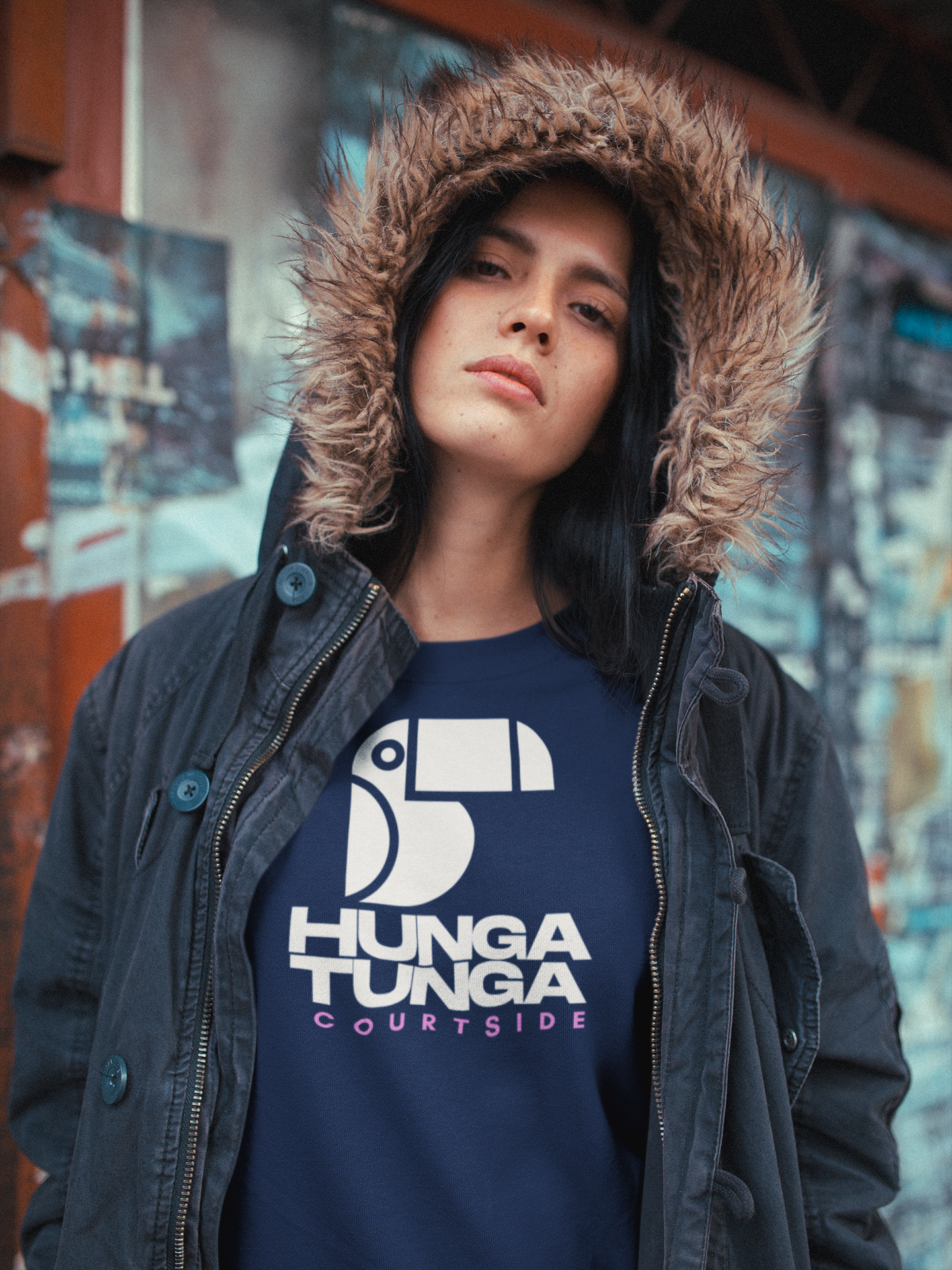 Courtside Sweatshirt | Vintage White Print | True Navy [Unisex]