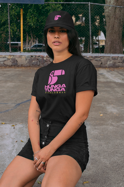 Team Pickleball Tee | Hot Pink Mess | Black (Unisex)